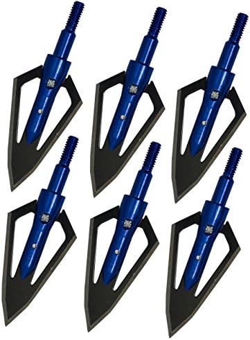 Viare 2 Fixed Blade Archery Broadhead Arrow Head for Hunting 100 Grain Pack of 6 (Blue)