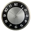 Round Wall Clock- Silvertone/ Black