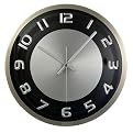 Round Wall Clock- Silvertone/ Black