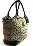 AUTHENTIC COACH BLEECKER KHAKI SIGNATURE LARGE TOTE 12380 (Khaki/Black)