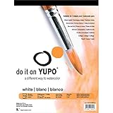 Yupo 100% Polypropylene Tape Binding Acid-Free Waterproof Watercolor Pad, 74 lb, 9 X 12 in, 10 Sheets, White