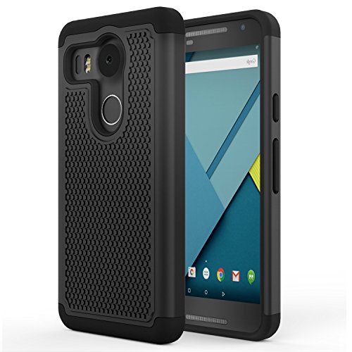 MoKo Nexus 5X Case - [Anti Drop] Hard Polycarbonate + Silicone Protector Bumper Cover for Google Nexus 5X by LG 5.2 Inch 2nd Gen Smartphone, BLACK (Not Fit LG Nexus 5 2013 Version)
