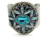 Medieval or Vintage Style Blue Lucite Wide Armor Cuff Bracelet
