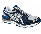ASICS Herren Gel-Kayano 18 2E Laufschuhe, Silber/Schwarz/Blau, 41.5