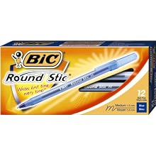 BIC Round Stic Ball Pen, Medium Point , 1.0 mm, Blue, 12 Pens (GSM11-Blu)