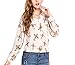 Promithi Womens Long Sleeve Lip Printing Lapel Chiffon Shirt Bottom Shirt