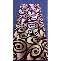 Modern Rug Runner 32 In. X 7 Ft. 3 In. Design Contempo 341 Burgundy