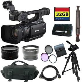 Canon XF100 Professional Camcorder with 10x HD Video lens + 3 Extra Lens + 32GB Deluxe Accessory Kit
