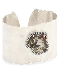 Jordan Alexander "Slice" Silver and Quartz Slice and Diamond Cuff Bracelet