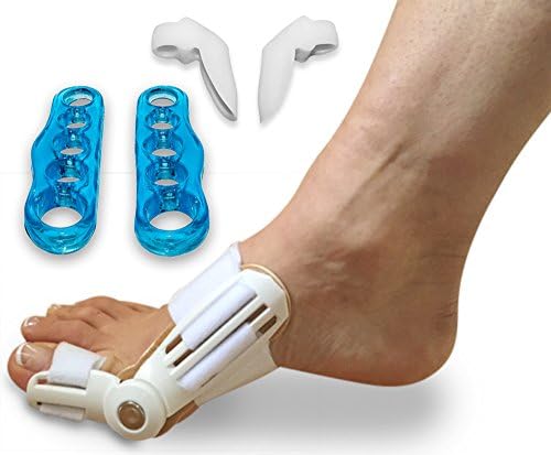 White Flag Foot Pain Relief 5-Piece Bundle for Bunions Includes 1 Reversible Flexible Bunion Splint 2 Toe Separators and 2 Gel Stretchers **ON SALE! Don't miss this limited time offer!!