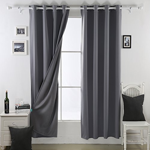 Deconovo® Solid Soft Heavy Duty Fleece Winter Blackout Curtain Double