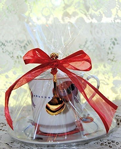 Set of  4  Tea Theme Red Hat Tea  Cup  (Teacup) Tea Party Favors with Tea Bag and Tea Spoon