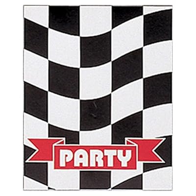 Checkered Flag Racing Party Invitations With Envelopes - 8 Pack