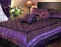 7 Pieces Vintage Satin Purple Flower Comforter Set Bed-in-a-bag Set California-cal King Size Bedding
