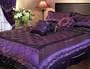 7 Pieces Vintage Satin Purple Flower Comforter Set Bed-in-a-bag Set California-cal King Size Bedding