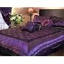 7 Pieces Vintage Satin Purple Flower Comforter Set Bed-in-a-bag Set Queen Size Bedding