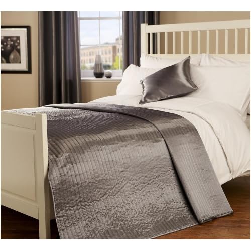 Passion Faux Silk Bedspread in Silver