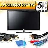 LG 55LD650 55-Inch 1080p 240Hz LCD HDTV with 5pc Hook Up Kit (2 6FT HDMI Cables,6FT Audio Interconnect Cable ,6FT Component Cable, TV Cleaning Kit)
