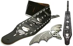 Black 'Biker Series' Faux Leather Guitar Strap for Electric/Acoustic/Bass Guitar
