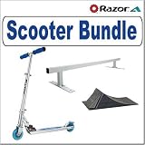 Razor A Kick Scooter (Blue) + Razor Punk Park Ramp and Punk Rail