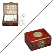Handmade Antiqued Red Leather Dominoes Set With Chinese Jade Ingot