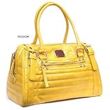 Yellow Gladys Faux Leather Satchel Bag Purse Handbag