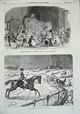 Jouet de Lit de Petite Fille de l'Hiver 1854 de Neige de Chevaux de Chasse d'Homme