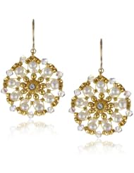Miguel Ases Freshwater Cultured Pearl and Swarovski Circle Earrings