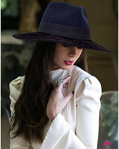 New ADORNA by MILANO COLLECTION Women's Felt Hat w/ Wide Velvet Brim & Milano Hair & Pony Strip Velcro - Black