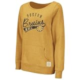 Boston Bruins Women's Gold Retro Sport Sweep the Leg Too Long Sleeve Crewneck Sweatshirt