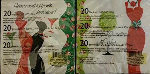 Holiday Christmas Cocktail Napkins Cypress Bundle 2 Sexy Red Dress "Everything Is Better with Wine"