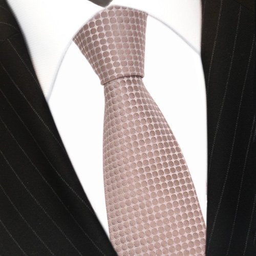 Mexx Seidenkrawatte silber-beige-gepunktet 100% 
