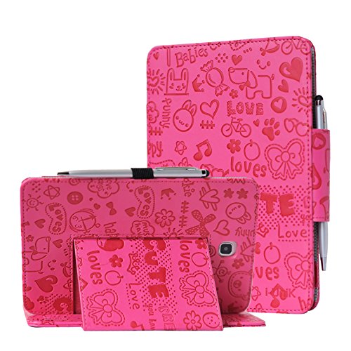 TAB A 8.0 case, Samsung Galaxy TAB A 8.0 inch SM-T350 case by i-UniK Slim Folio Case w/Auto Sleep Awake [Bonus Stylus] (Cute Pink)