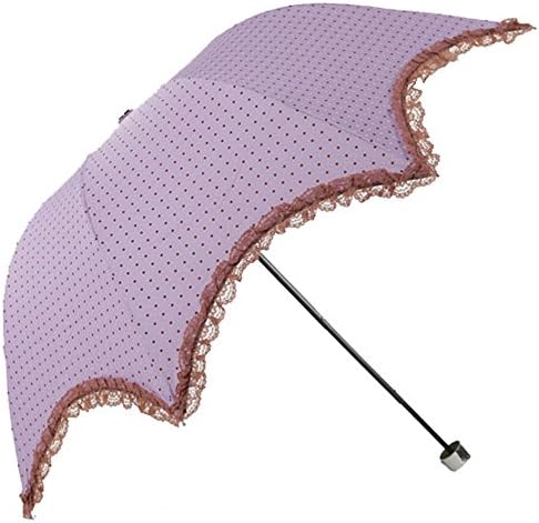 Uniumbrella Women Polka Dots Lace Bubble Parasol Umbrella, Purple