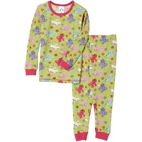 Gerber Smiley Cats Thermal Underwear Two Piece, Light Sage