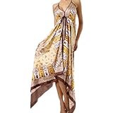 Silk Feel Handkerchief Hem Criss Cross Back Adjustable Maxi / Long Dress ( Free Shipping )