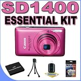 Canon PowerShot SD1400IS 14.1 MP Digital Camera w/4x Wide Angle Optical IS Zoom (Pink) BP4L Battery BigVALUEInc Accessory Saver Essentials Bundle