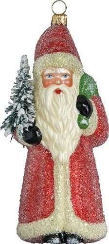 Ino Schaller Red Beaded Robe Dresden Santa Blown Glass Christmas Ornament by Joy To The World Collectibles