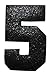 ID 8635 Shiny Number 5 Five Patch Glitter Metallic Symbol Iron On Applique