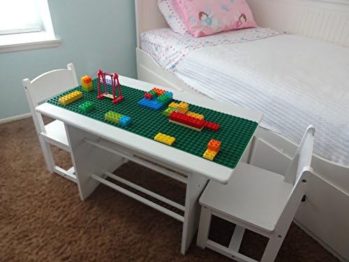 The Brickmat 12" x 32" Double Sided Silicone Green Baseplate For Small And Large Dot Blocks - Works with LEGO and DUPLO For Activity Tables