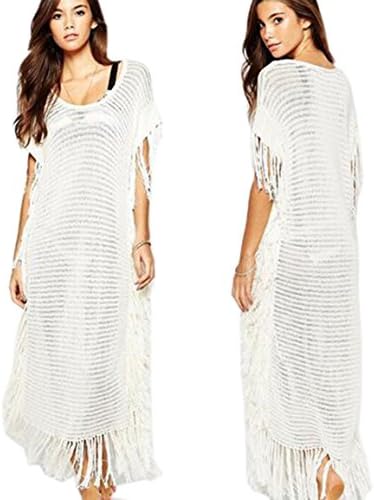 Women's Hollow Crochet Turkey Robe Style Swimsuit Cover Up Long Dress