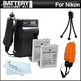 Buy 2 Pack Battery And Charger Kit For Nikon COOLPIX AW100 Waterproof Digital Camera... by Butterfly