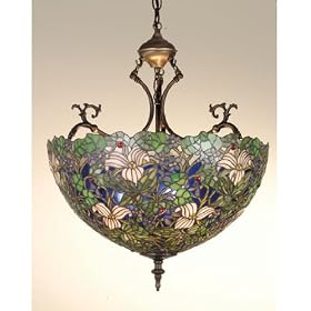20 Inch W Trillium and Violet Inverted Pendant Ceiling Fixture by Meyda