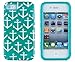 DandyCase 2in1 Hybrid High Impact Hard Nautical Anchor Pattern + Teal Silicone Case Case Cover For Apple iPhone 4S & iPhone 4 + DandyCase Screen Cleaner