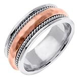 Beverly Diamonds Rose-and-white-gold MENS 14K 2-TONE WEDDING BAND RING