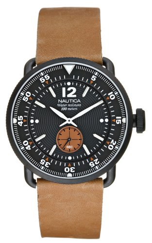 Nautica Mens N14530G Leather Multifunction Watch