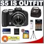 Canon PowerShot S5 IS 8.0 Megapixel Digital Camera with 12x Optical Zoom + Transcend 4GB 150x SecureDigital (SD) Card + High Speed USB 2.0 SecureDigital (SD) Card Reader + (4) - 2700mAh AA NiMH Rechargeable Batteries w/5 Hour 110-220v Charger + Digital Camera Case