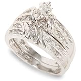 1/3ctw White Gold Marquise/Round Ladies Trio Set