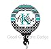 Retractable Badge Reel - Chevron Trellis Blue - Personalized Name - Badge Holder