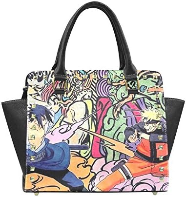 Jolin Decor Custom Japan Anime Cartoon Naruto Naruto Uzumaki vs Uchih Handbags Tote Bag Leather Satchel Shoulder Bag Purse for Women